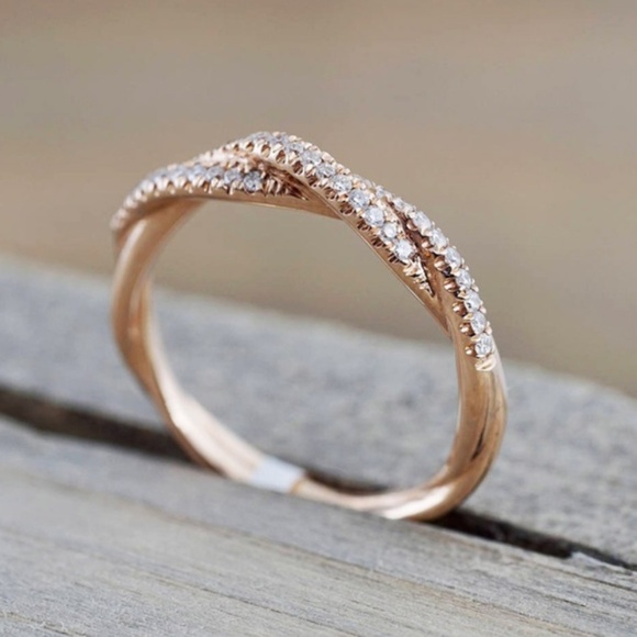 °•○LAST ONE○•° Yellow Gold Double Infinity Band - Picture 2 of 5